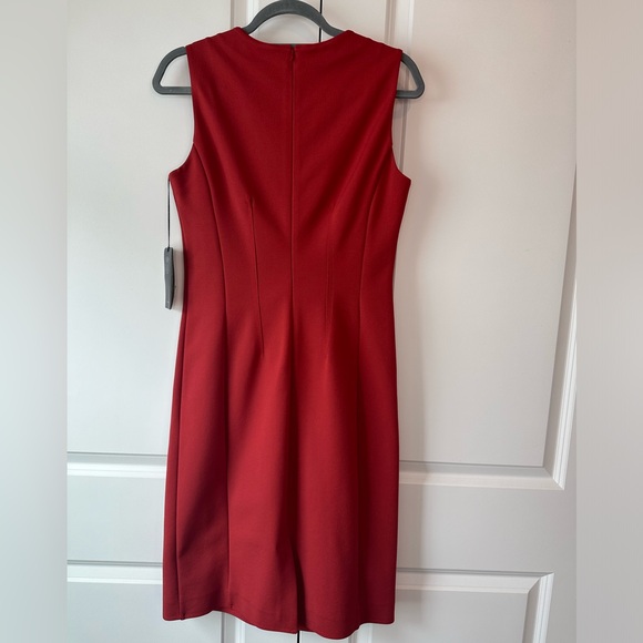 PIAZZA SEMPIONE Women’s V Neck Tomato Red Dress NWT (Size 44IT/8US) - Picture 3 of 9